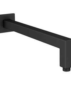 Arezzo Matt Black Square Wall Mounted 90 Degree Bend Shower Arm - 393mm