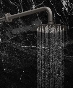 Arezzo Round 200mm Brushed Gunmetal Grey Fixed Shower Head + Wall Mounted Arm