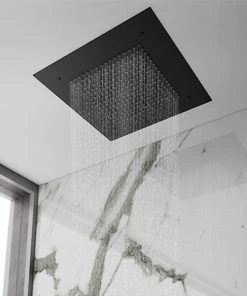 Arezzo Matt Black 400 x 400mm Recessed Ceiling Mounted Square Shower Head