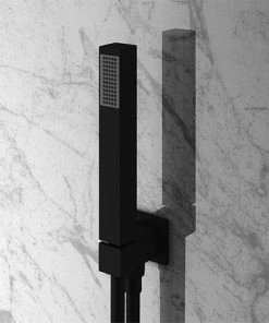 Arezzo Square Matt Black Outlet Elbow with Parking Bracket, Flex & Handset