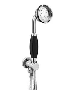 Chatsworth Traditional Black Outlet Elbow with Parking Bracket, Flex & Large Shower Handset